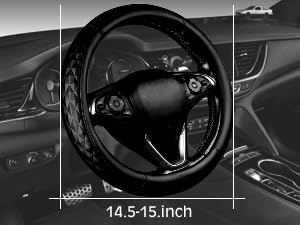 CAR PASS 3D Rhombus Leather Steering Wheel Cover Car Accessories Set