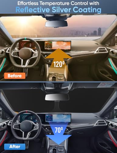 Autovir Windshield Sun Shade, Front car Window Shades Sun Visors