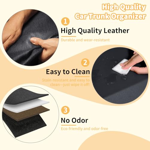 XCF Collapsible Leather Car Trunk Organizer with Lid