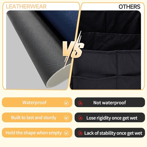XCF Collapsible Leather Car Trunk Organizer with Lid