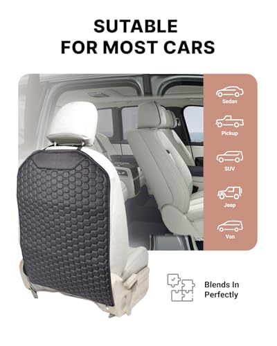Owleys Kick Mat Back Seat Protector - Car Back Seat Cover for Kids Feet - Waterproof & Sturdy Protector for Upholstery from Dirt, Mud, Scratches and Stain