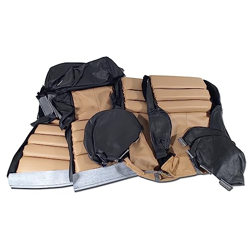 CA Leather Two-Tone Sport Seat Covers - Premium - Black & Beige - for 1991-1992 C4 Corvette
