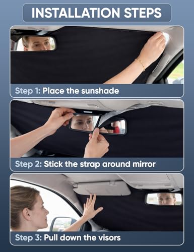 Autovir Windshield Sun Shade, Front car Window Shades Sun Visors