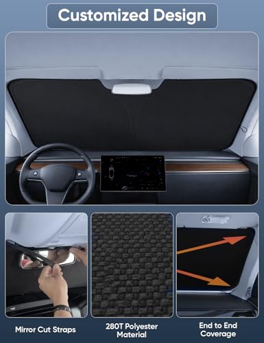 Autovir Windshield Sun Shade, Front car Window Shades Sun Visors