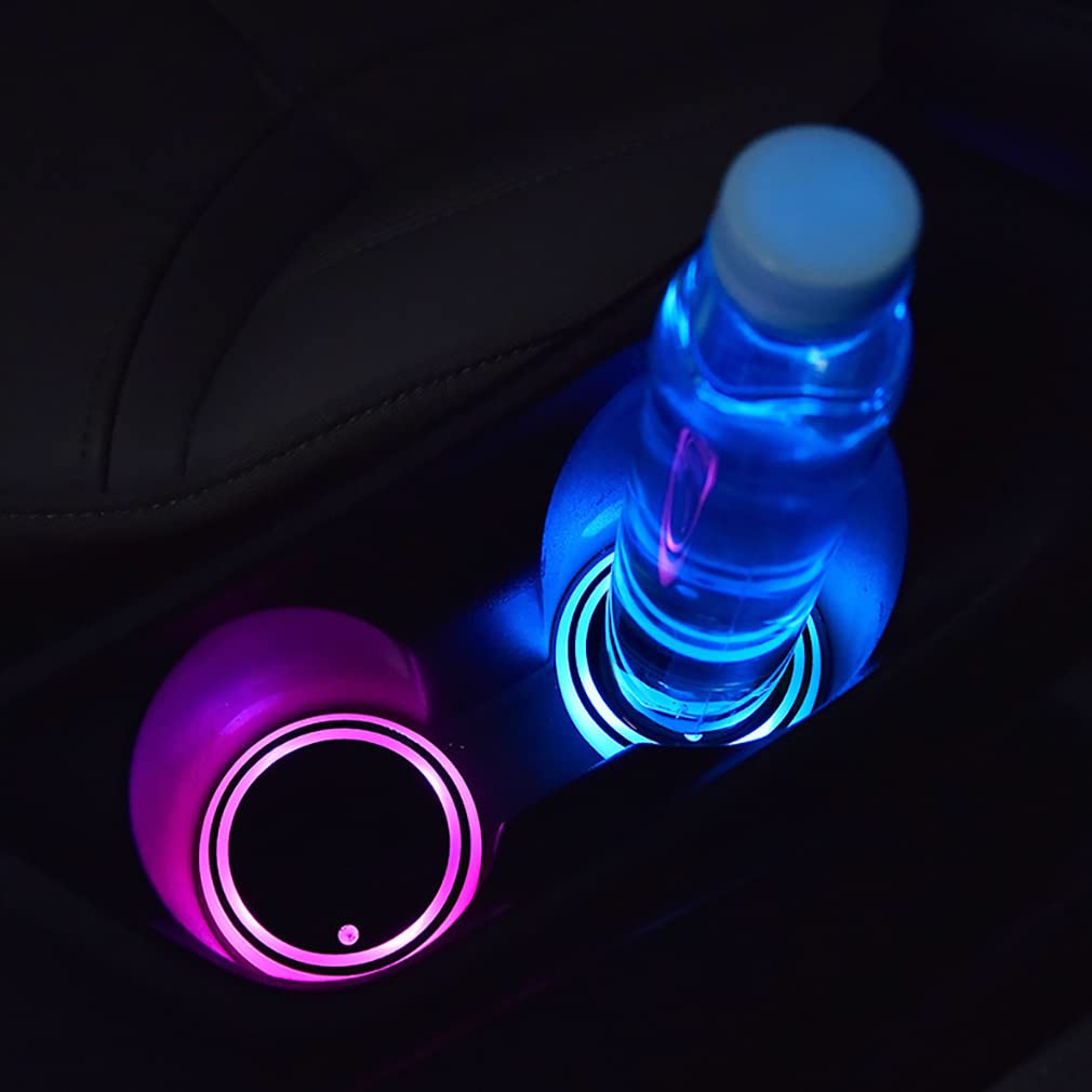 2-Piece USB Rechargeable 7-Color LED Cup Holder Lights