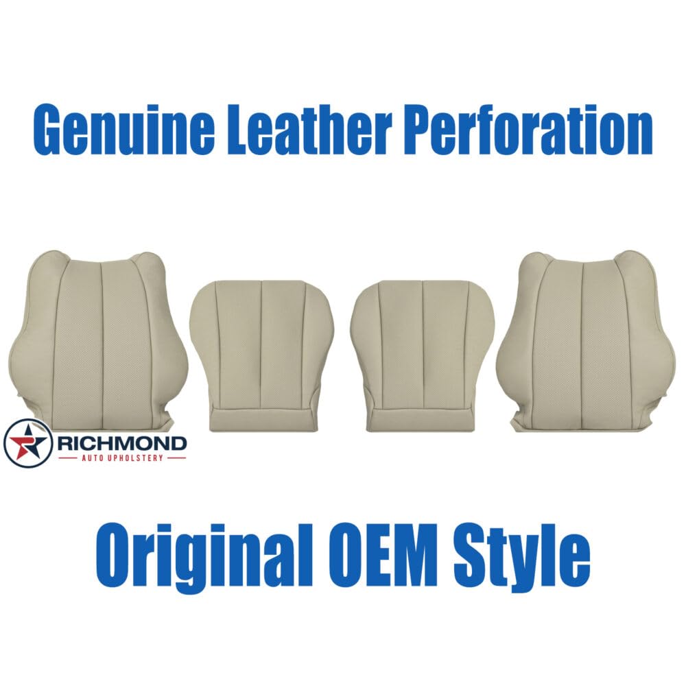 Richmond Auto Upholstery - Driver & Passenger Complete Compatible with 1999-2003 Toyota Camry Solara, Replacement Leather Seat Covers, Tan Perforated