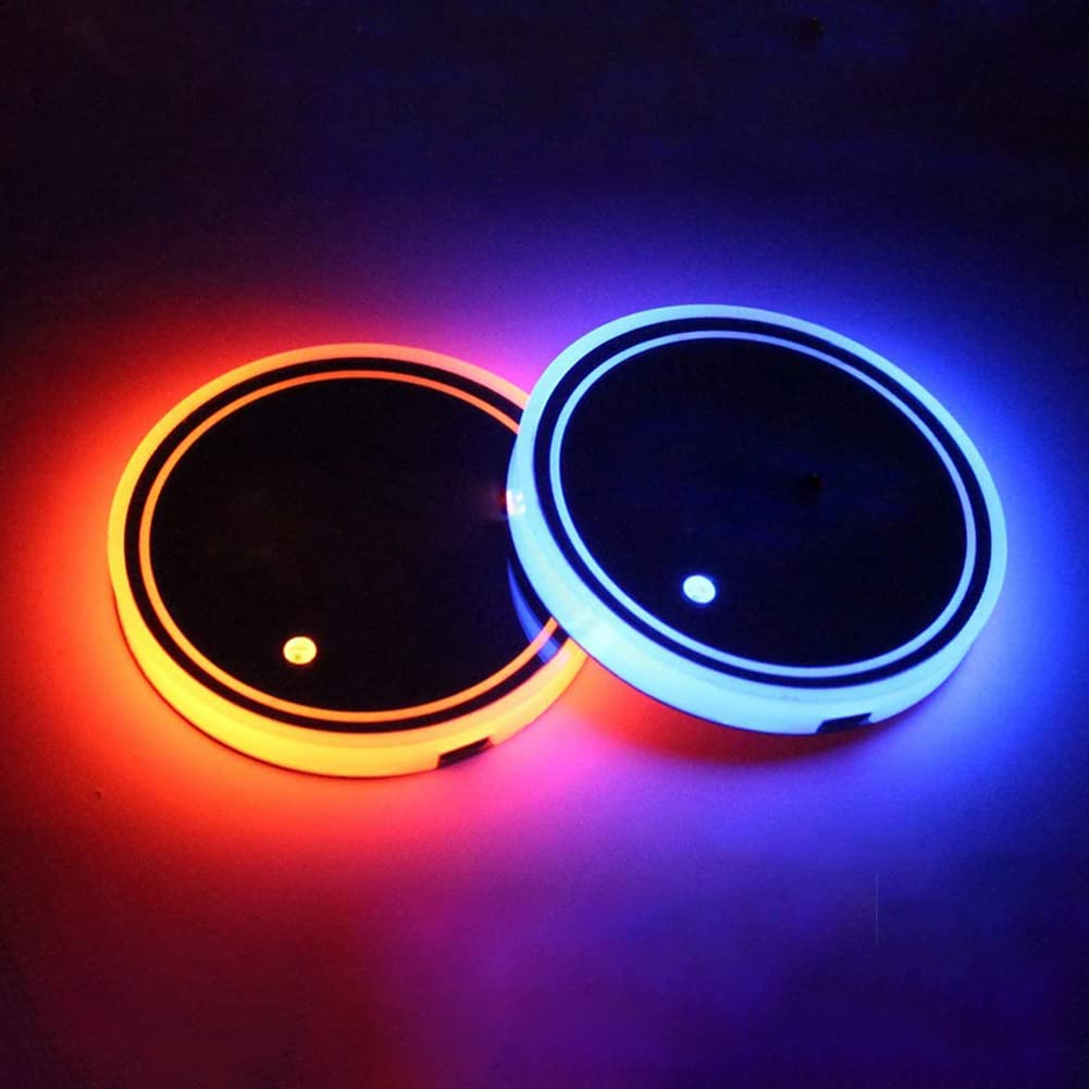 2-Piece USB Rechargeable 7-Color LED Cup Holder Lights