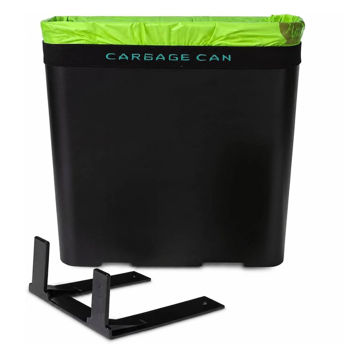 Compact Leakproof Black Car Trash Can with Mat Clip