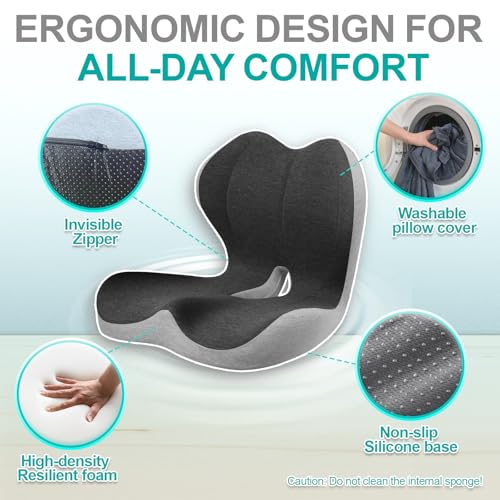 Seat Cushion for Office Chair, Orthopedic and Ergonomic Memory Foam Cushion