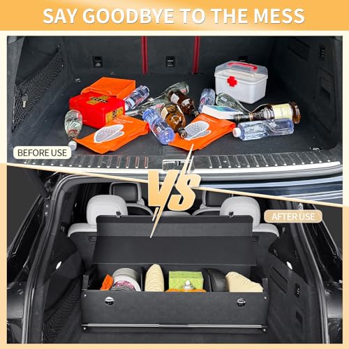 XCF Collapsible Leather Car Trunk Organizer with Lid