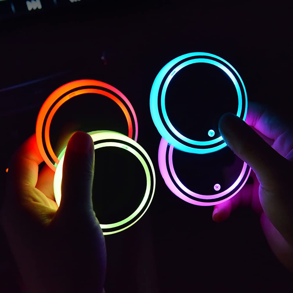 2-Piece USB Rechargeable 7-Color LED Cup Holder Lights