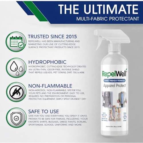 RepelWell Multi-Protect Stain & Water Repellent Eco-Friendly, Pet-Safe Spray for Upholstery, Leather, Footwear & More