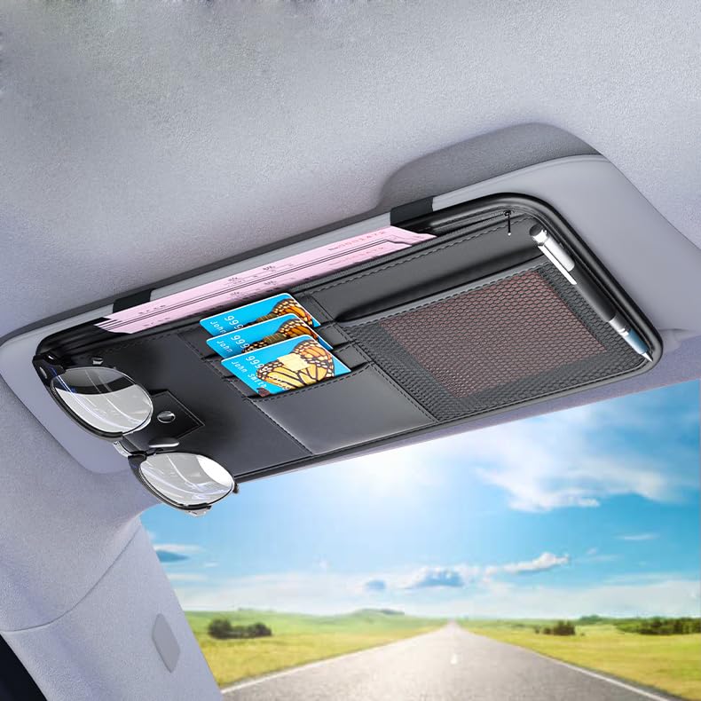Leather Car Sun Visor Organizer & Document Holder