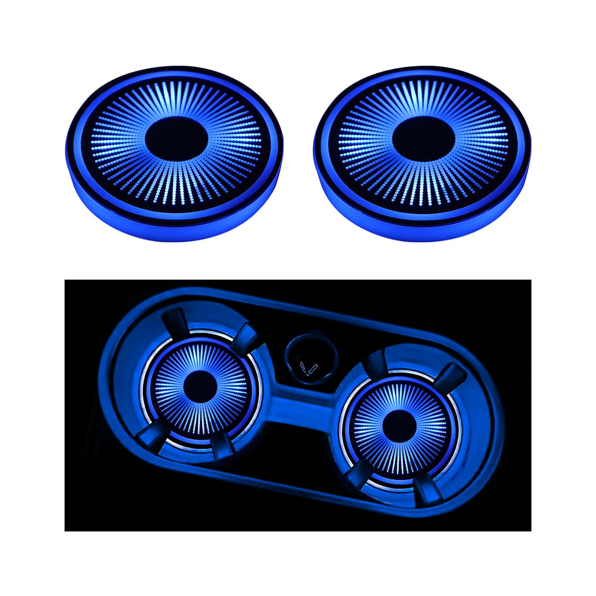 Sandfren 2-Piece USB 7-Color LED Cup Holder Lights