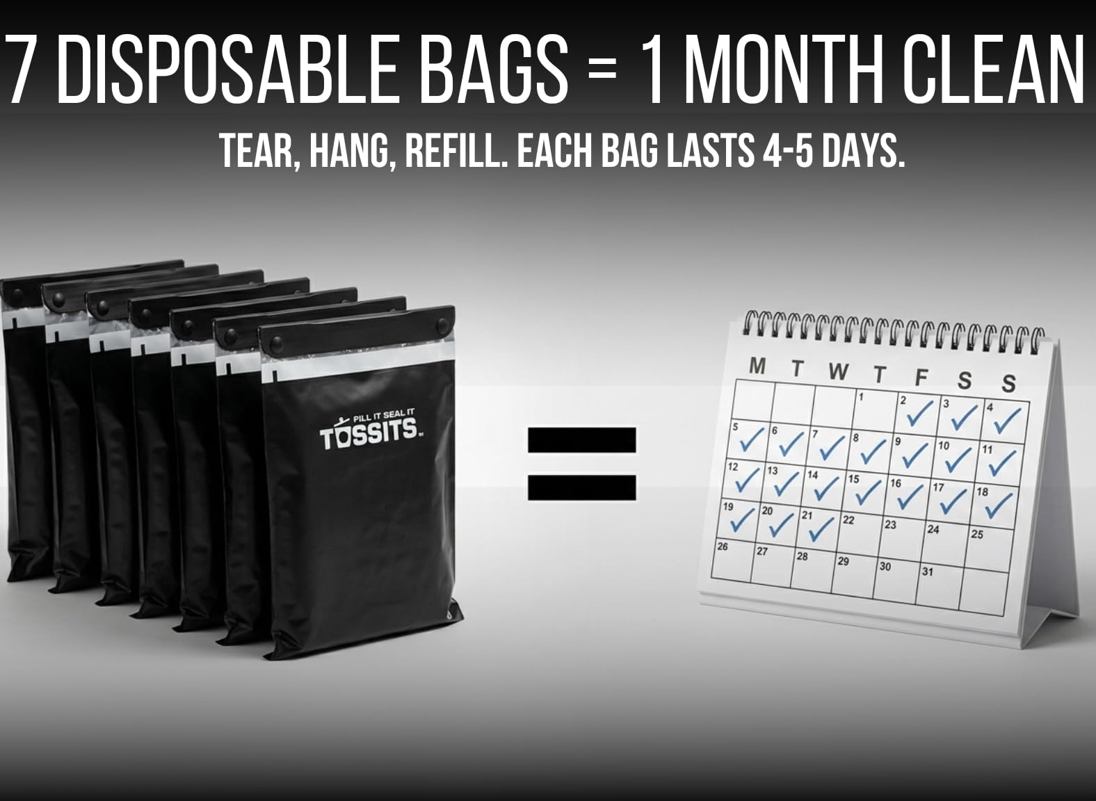 Tossits Disposable Hanging Car Trash & Garbage Bags