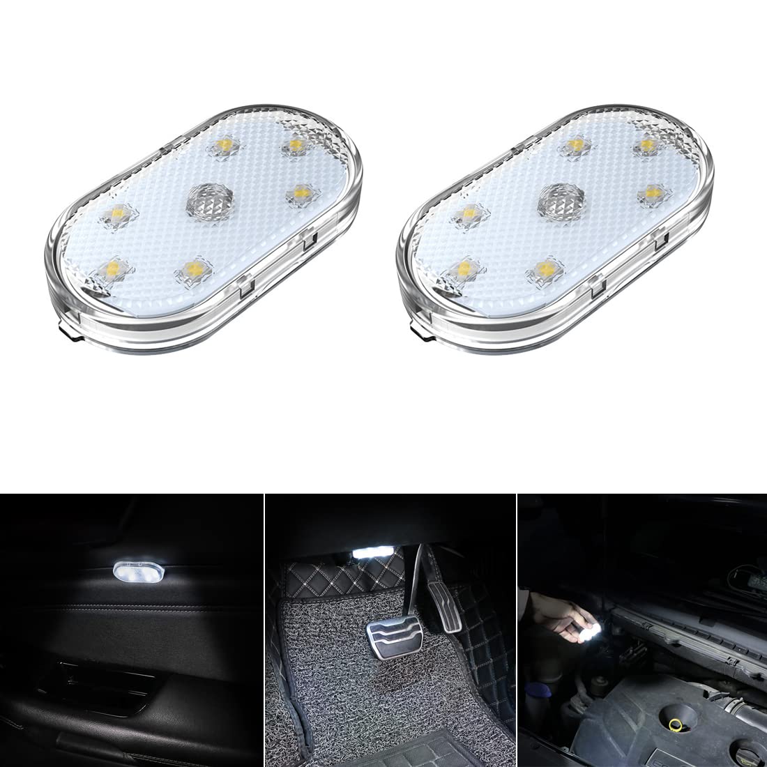 2-Piece USB Rechargeable 7-Color Car Interior Lights