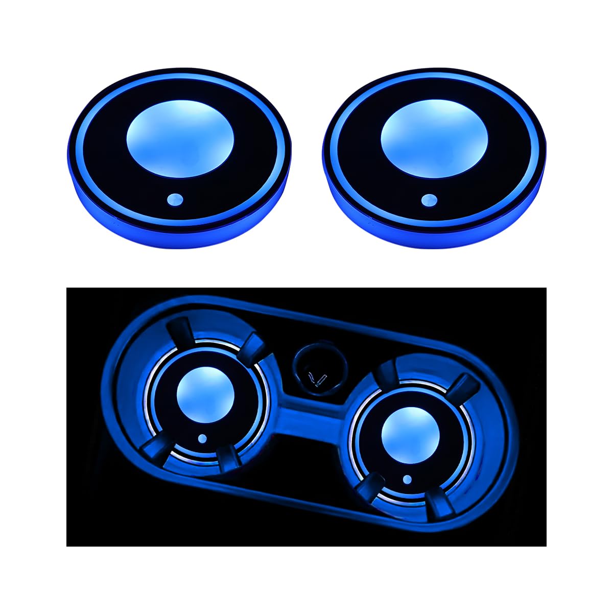 Sandfren 2-Piece USB 7-Color LED Cup Holder Lights