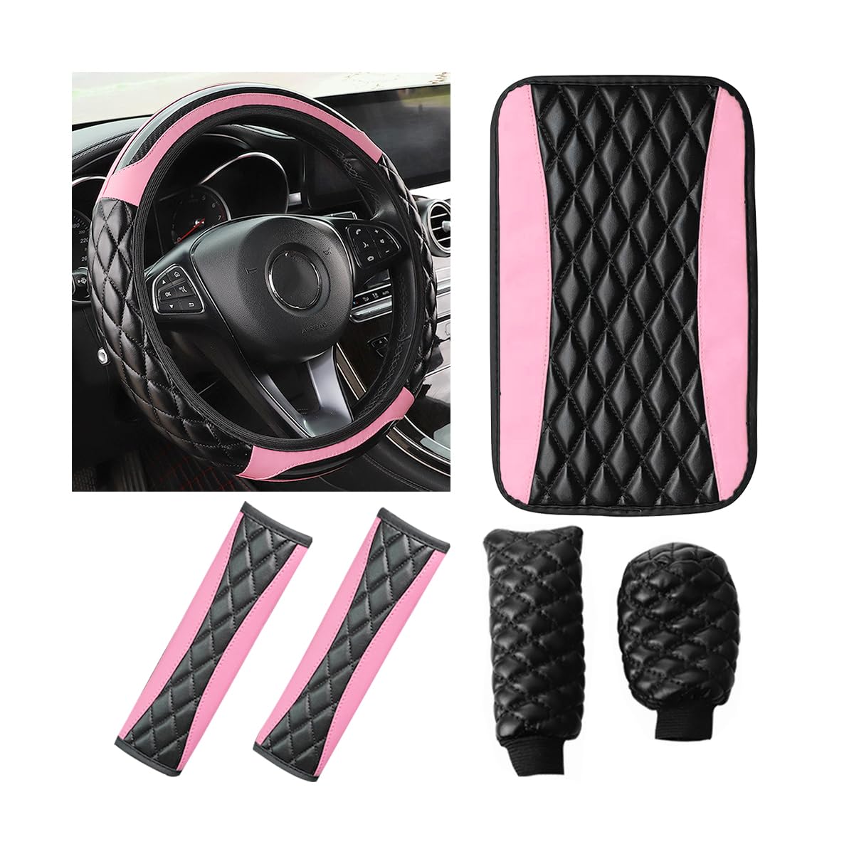 AICEL Leather Steering Wheel & Interior Accessory Set
