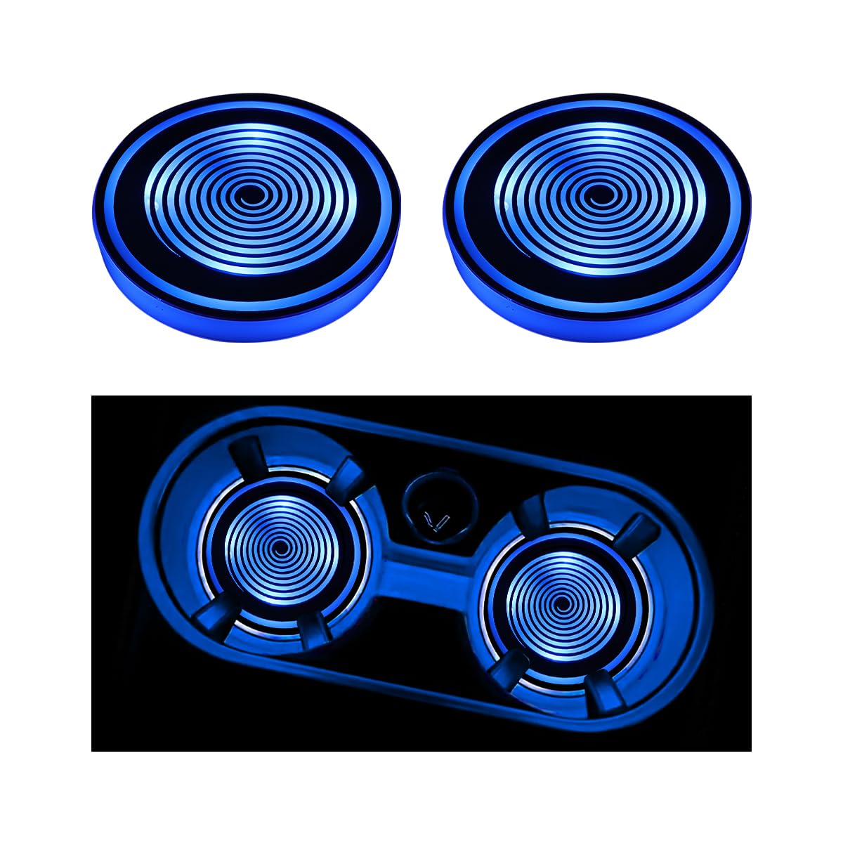 Sandfren 2-Piece USB 7-Color LED Cup Holder Lights
