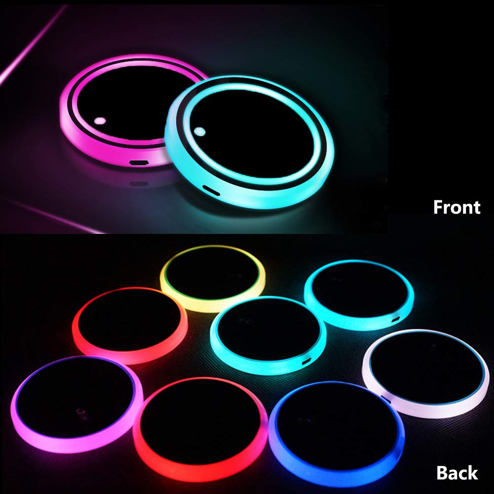 2-Piece USB Rechargeable 7-Color LED Cup Holder Lights