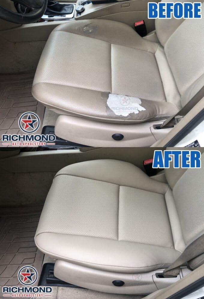 Richmond Auto Upholstery - Driver & Passenger Complete Compatible with 1999-2003 Toyota Camry Solara, Replacement Leather Seat Covers, Tan Perforated