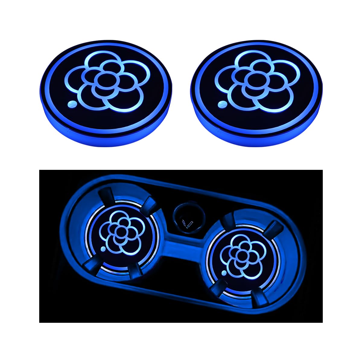 Sandfren 2-Piece USB 7-Color LED Cup Holder Lights