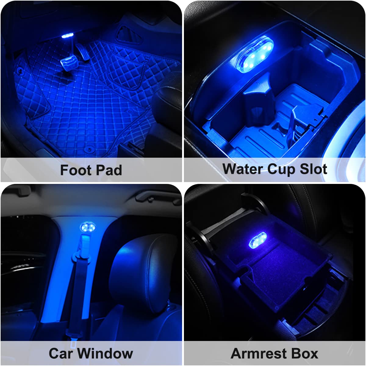 4-Piece Wireless 7-Color LED Car Interior Light Set