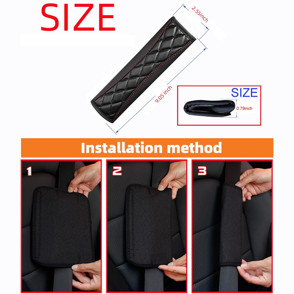 AICEL Car Accessories Set, Leather Vehicle Steering Wheel Seat Belt Shoulder Cover, Anti-Slip Automotive Interior Armrest Pad Start Button Protector, Universal for SUV, Sedan, Truck