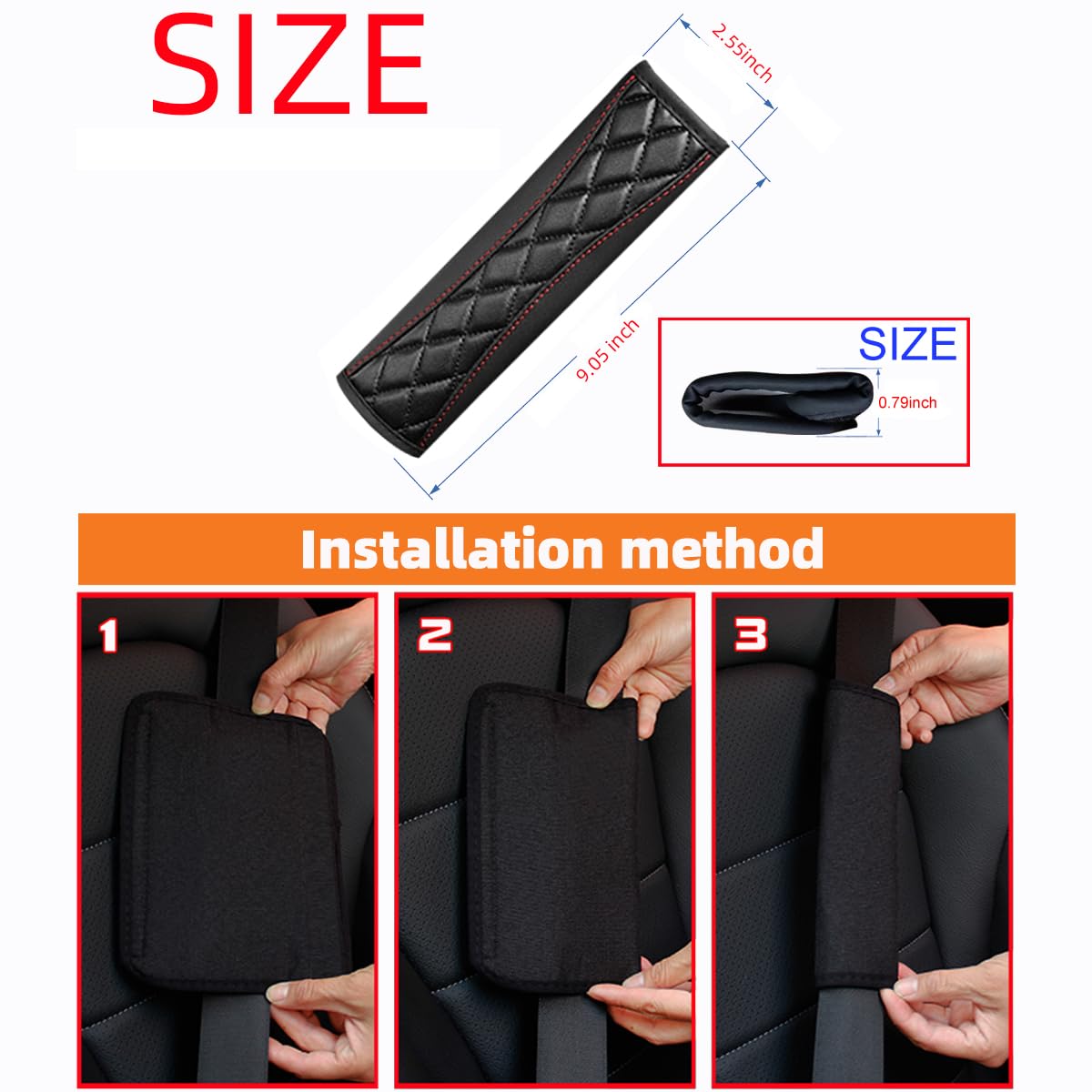 AICEL Car Accessories Set, Leather Vehicle Steering Wheel Seat Belt Shoulder Cover, Anti-Slip Automotive Interior Armrest Pad Start Button Protector, Universal for SUV, Sedan, Truck