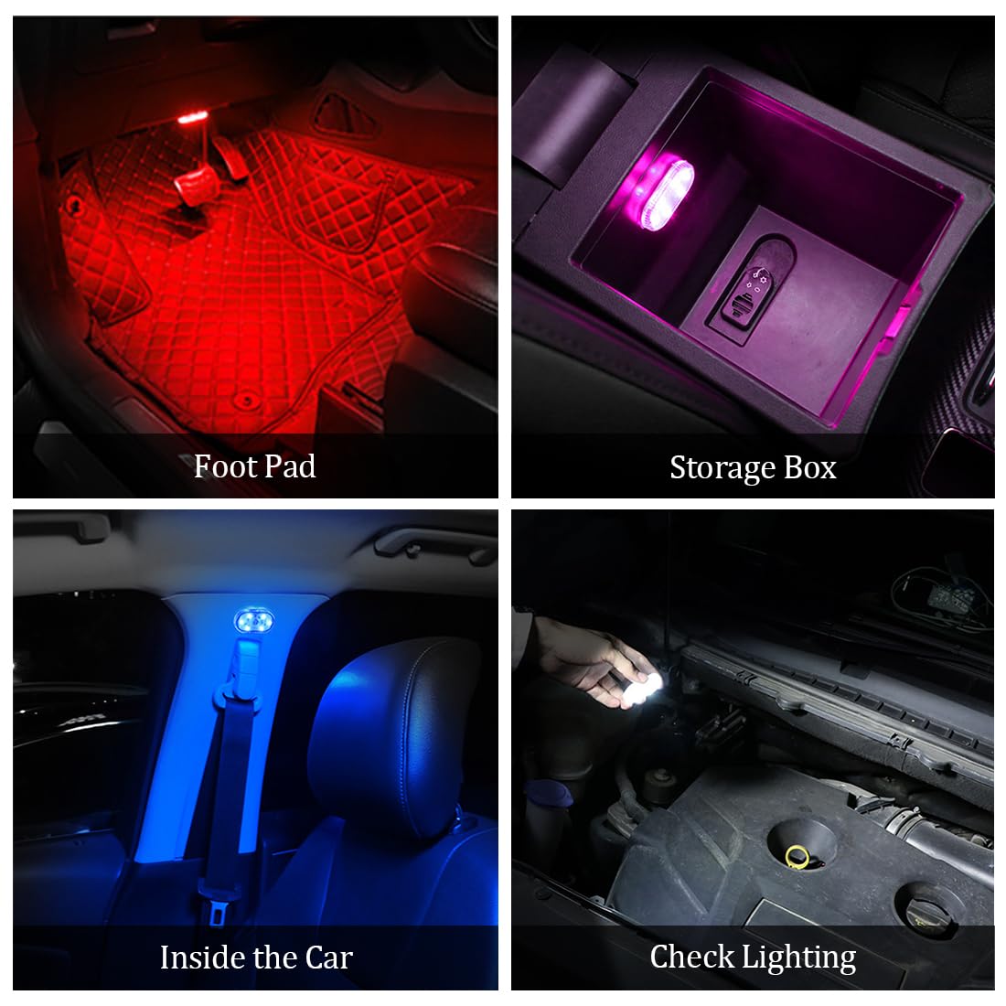 2-Piece USB Rechargeable 7-Color Car Interior Lights