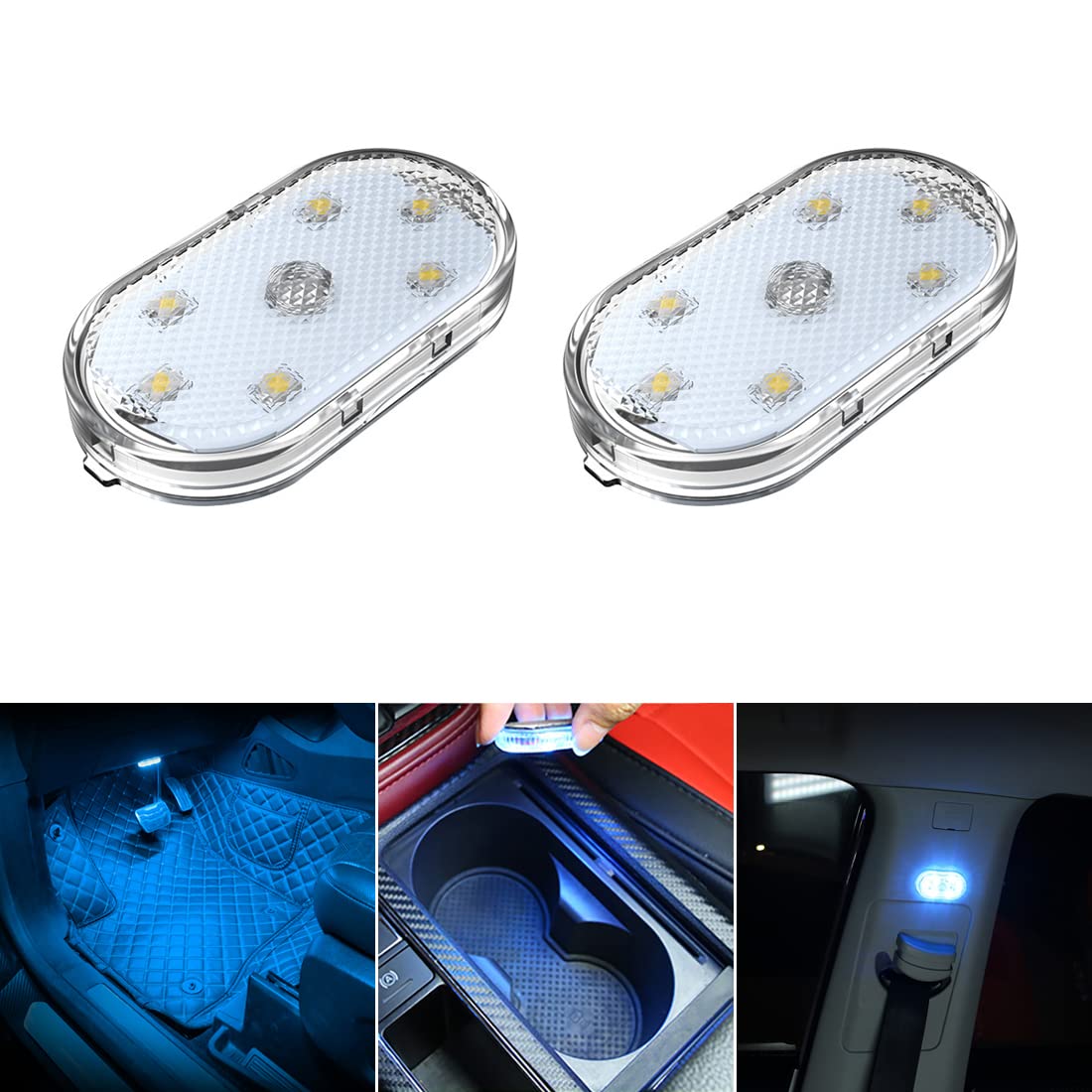 2-Piece USB Rechargeable 7-Color Car Interior Lights