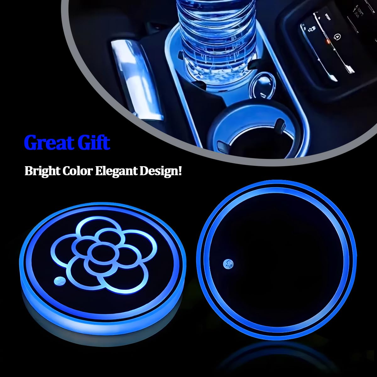 Sandfren 2-Piece USB 7-Color LED Cup Holder Lights