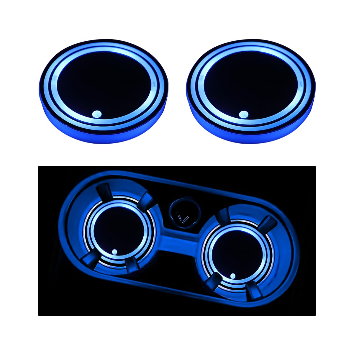 Sandfren 2-Piece USB 7-Color LED Cup Holder Lights