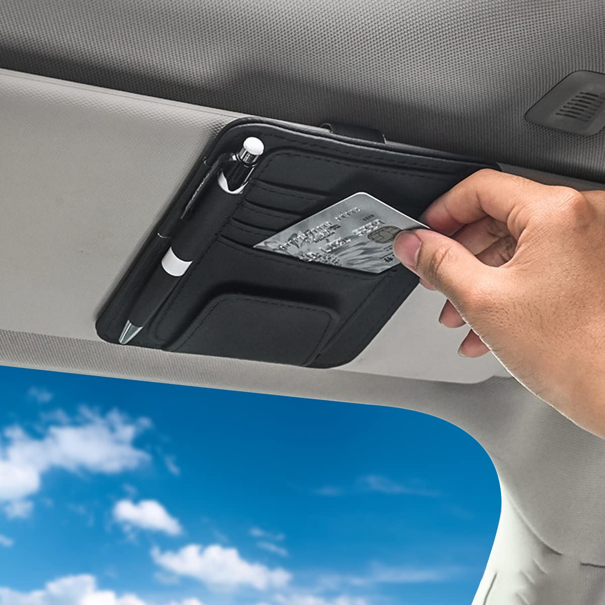 Leather Car Sun Visor Organizer & Document Holder