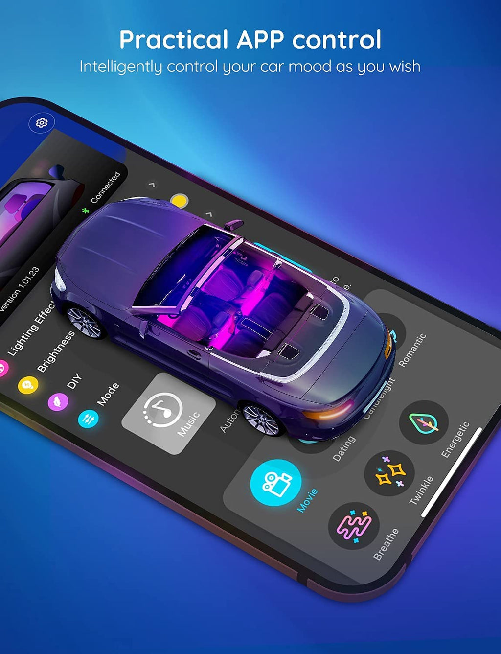 Govee App-Controlled RGB LED Car Interior Lights