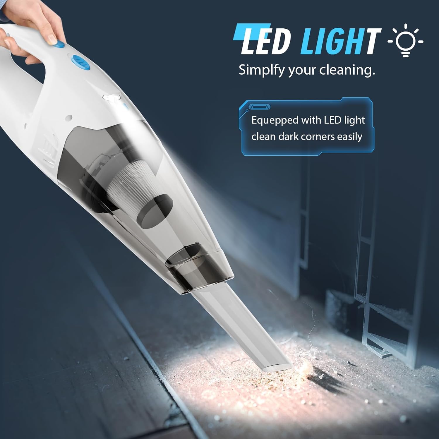 FUOAYOC 6KPA Cordless Handheld Vacuum with LED Light