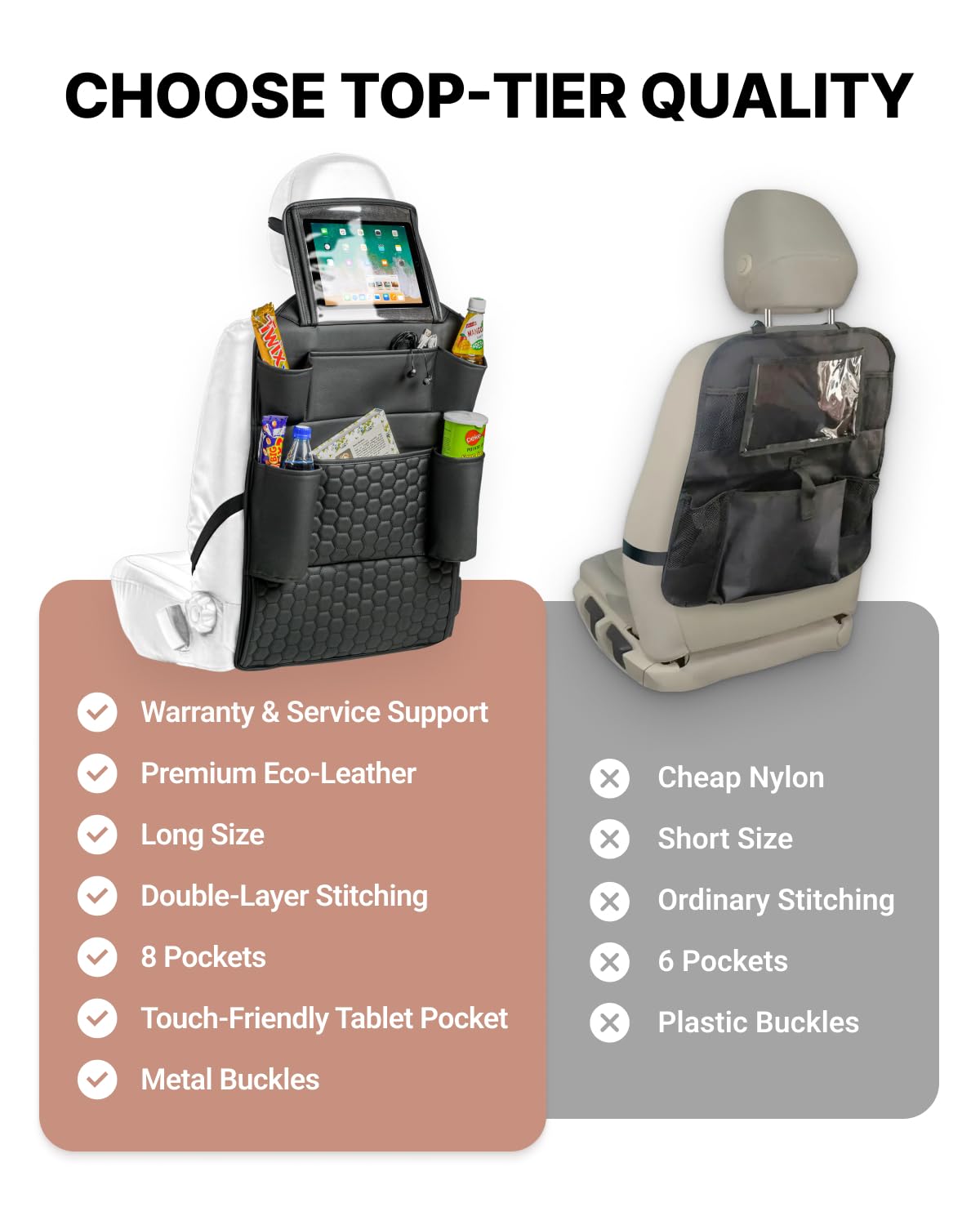 Owleys Backseat Organizer & Kick Mat Seat Protector