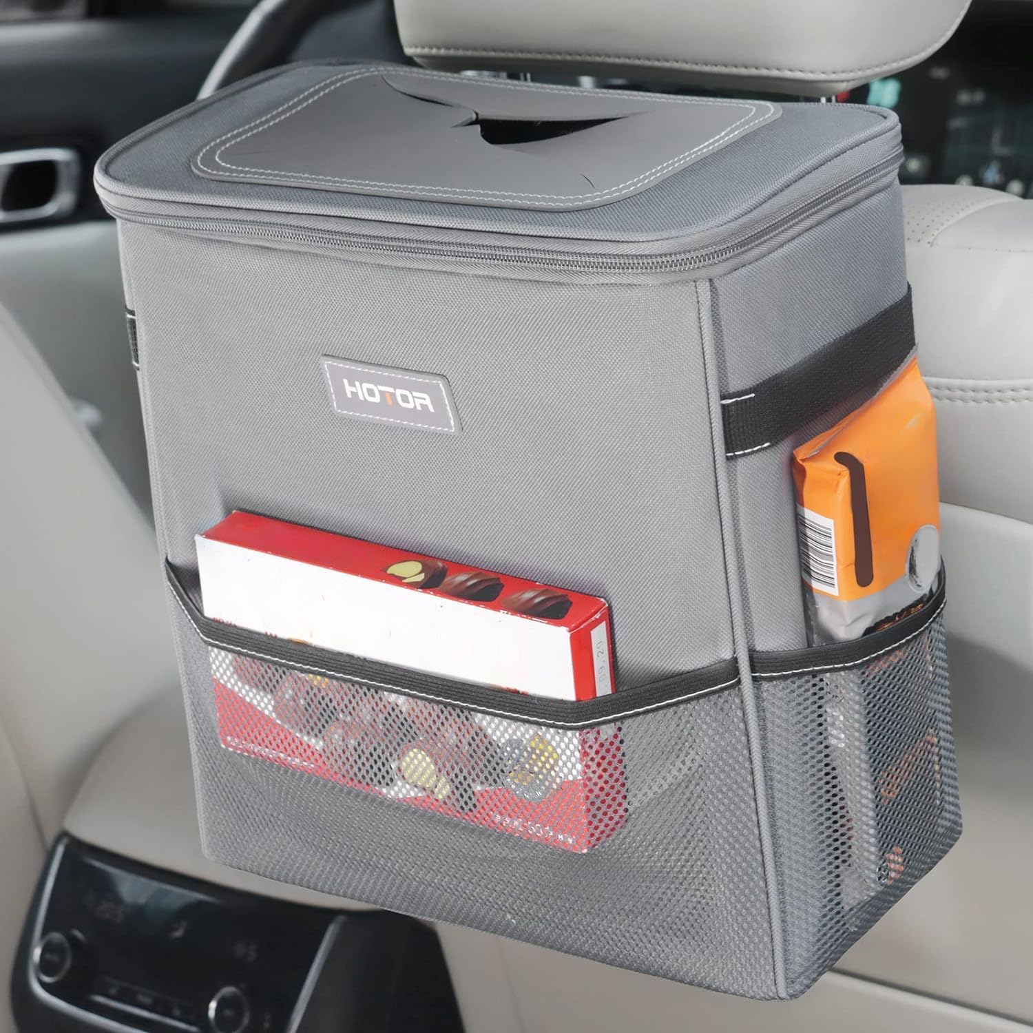 HOTOR Compact Waterproof Leak-Proof Car Trash Can