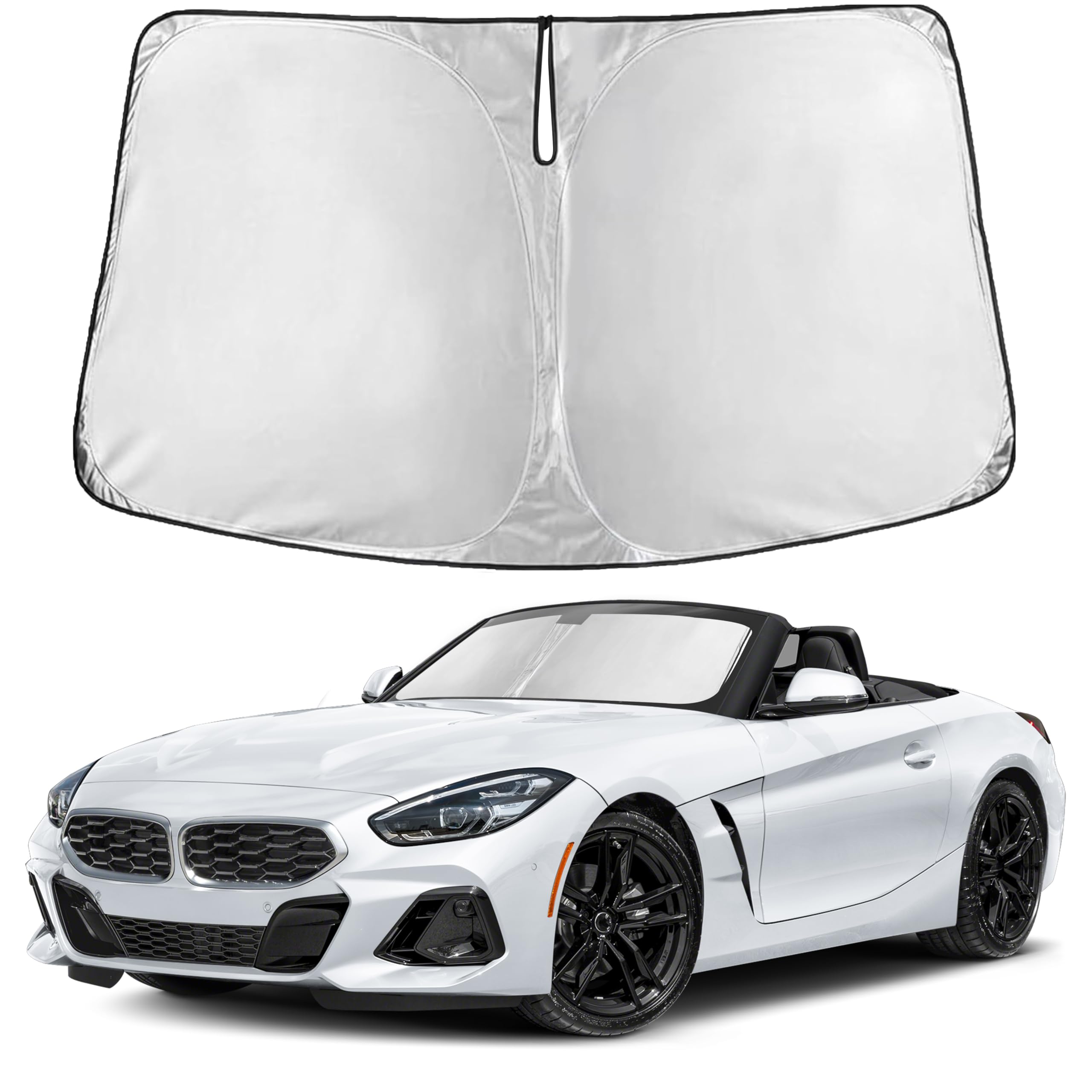EcoNour RV Windshield Sunshade | Reflective RV Windshield Cover for UV Rays & Heat Protection, Keeps Your RV Motorhome Cool | Shades for RV Fits RVs, Trucks, Motorhomes, Buses | XXXXX-Large 102"x51"