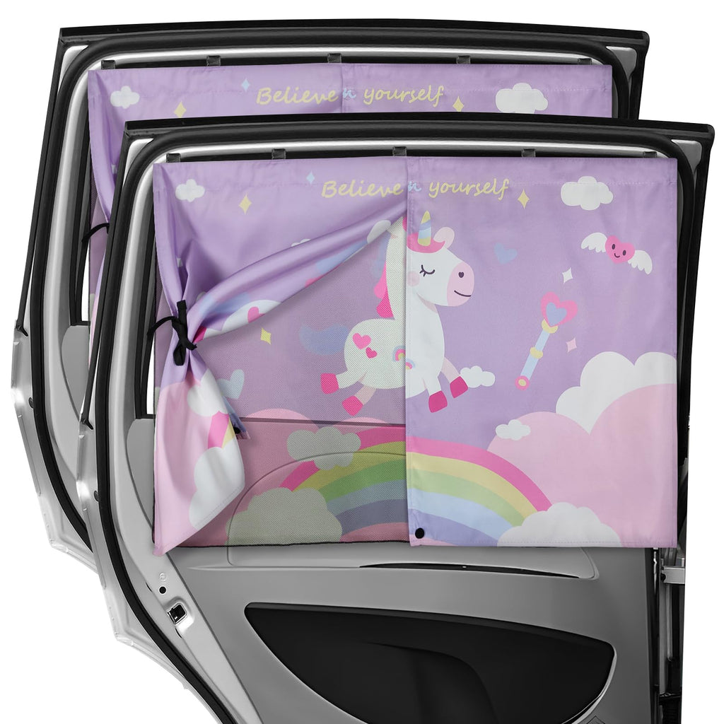 DIZA100 Car Window Shade for Baby, Magnetic Sun Shade for Side Windows with Cute Patterns, Full and Half Shade Options, UV Protection