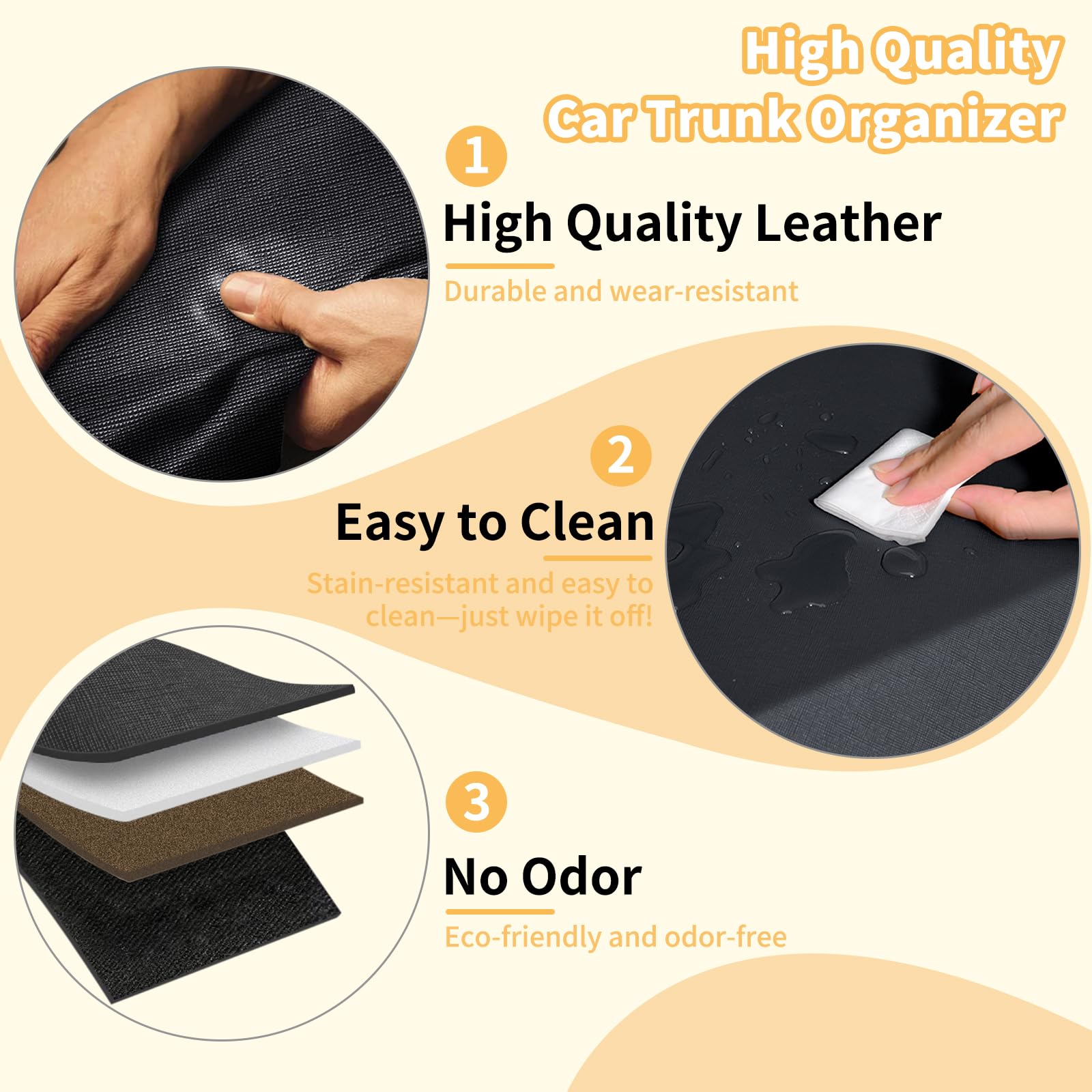 XCF Collapsible Leather Car Trunk Organizer with Lid