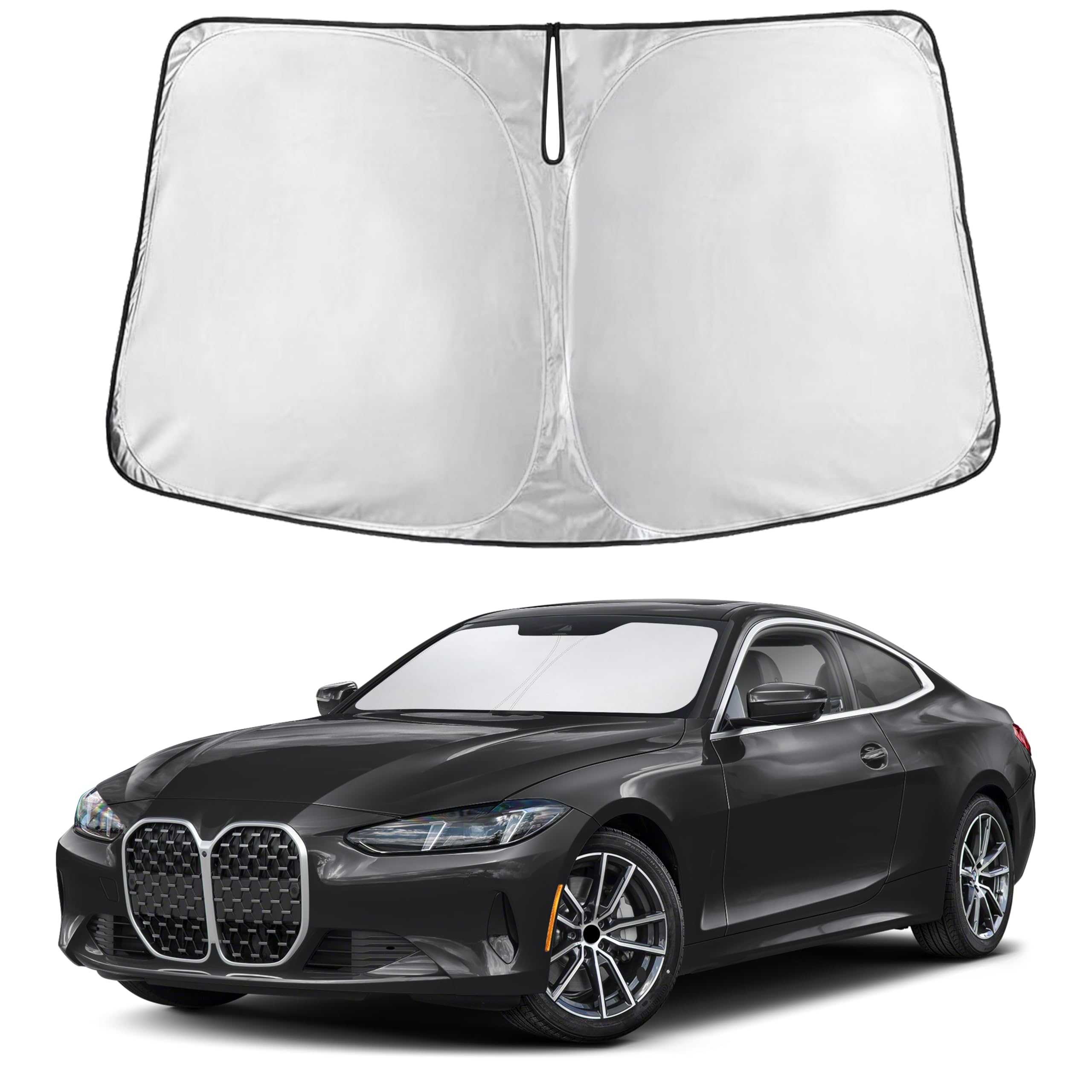 EcoNour RV Windshield Sunshade | Reflective RV Windshield Cover for UV Rays & Heat Protection, Keeps Your RV Motorhome Cool | Shades for RV Fits RVs, Trucks, Motorhomes, Buses | XXXXX-Large 102"x51"