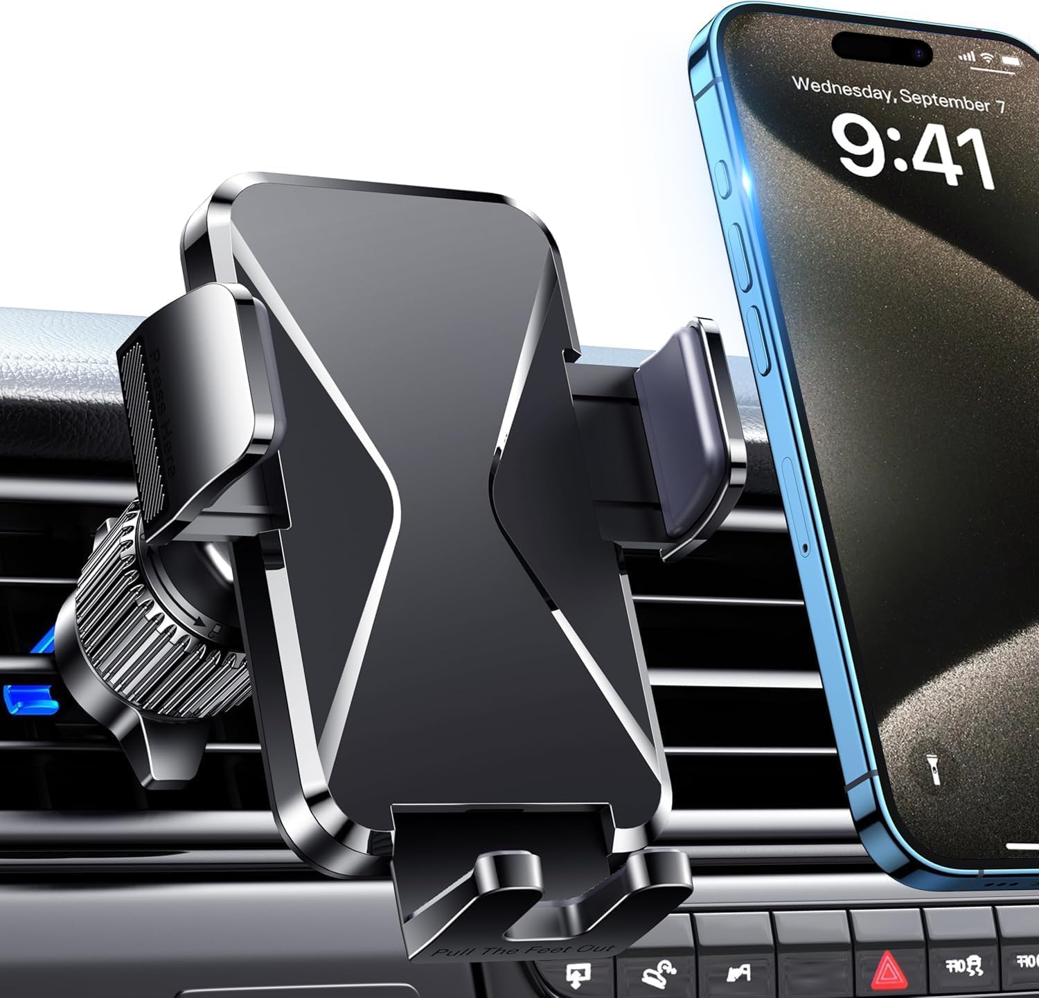 Qifutan 3-in-1 Car Phone Mount for Windshield, Dash & Vent