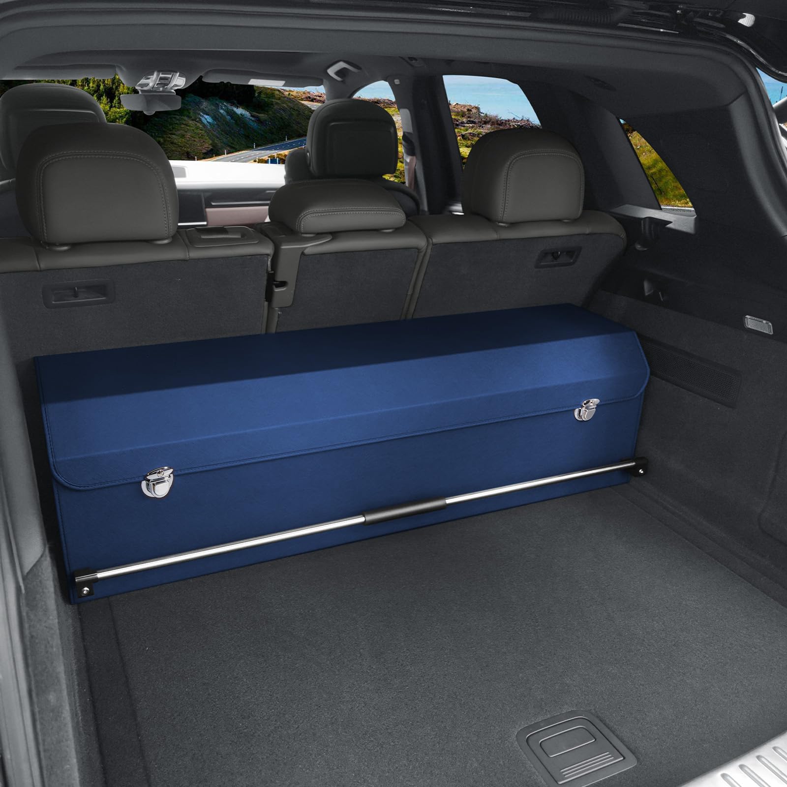 XCF Collapsible Leather Car Trunk Organizer with Lid