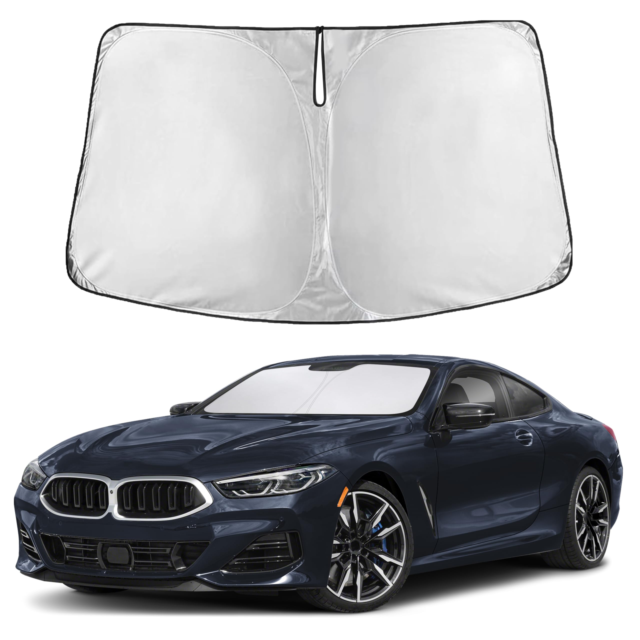 EcoNour RV Windshield Sunshade | Reflective RV Windshield Cover for UV Rays & Heat Protection, Keeps Your RV Motorhome Cool | Shades for RV Fits RVs, Trucks, Motorhomes, Buses | XXXXX-Large 102"x51"