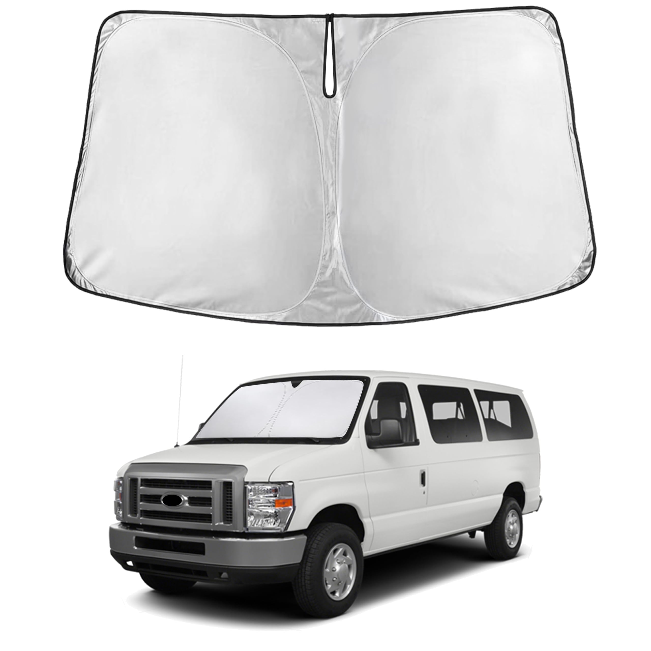 EcoNour RV Windshield Sunshade | Reflective RV Windshield Cover for UV Rays & Heat Protection, Keeps Your RV Motorhome Cool | Shades for RV Fits RVs, Trucks, Motorhomes, Buses | XXXXX-Large 102"x51"