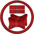 KANYO-AUTO Steering Wheel Cover with 2 Car Headrest Pillow and 2 Seat Belt Cushions Shoulder Pads Universal fit 14 1/2"-15" Steering Wheel