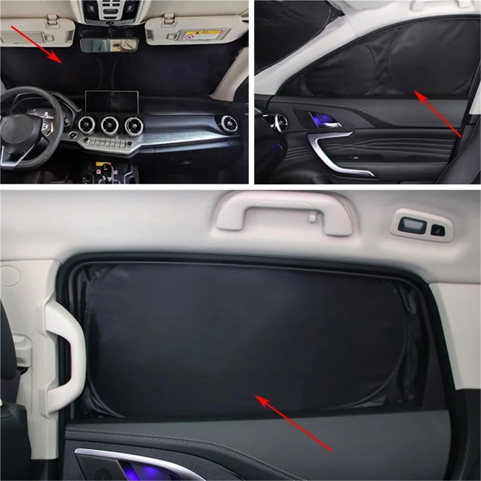 for Jeep Compass 2017-2023 Full Cover Car Sunshade Front Windshield Magnetic Mesh Curtain Rear Side Window Sun Visor Shade
