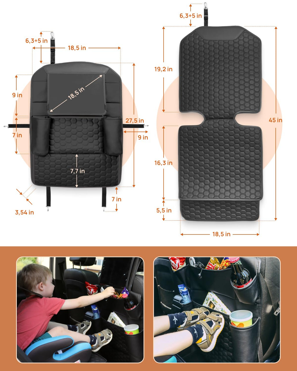 Owleys Backseat Organizer & Kick Mat Seat Protector