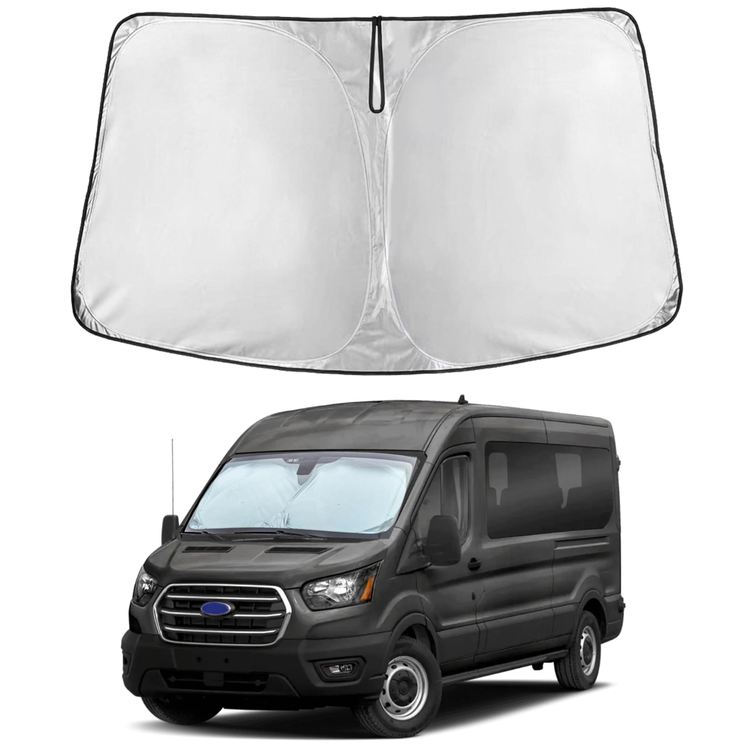 EcoNour RV Windshield Sunshade | Reflective RV Windshield Cover for UV Rays & Heat Protection, Keeps Your RV Motorhome Cool | Shades for RV Fits RVs, Trucks, Motorhomes, Buses | XXXXX-Large 102"x51"